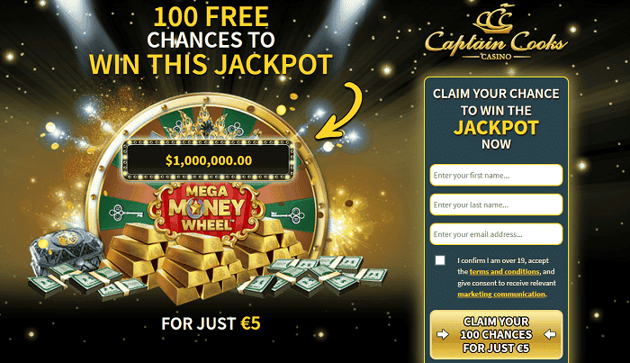 Get 100 free spins on Mega Money Wheel! 