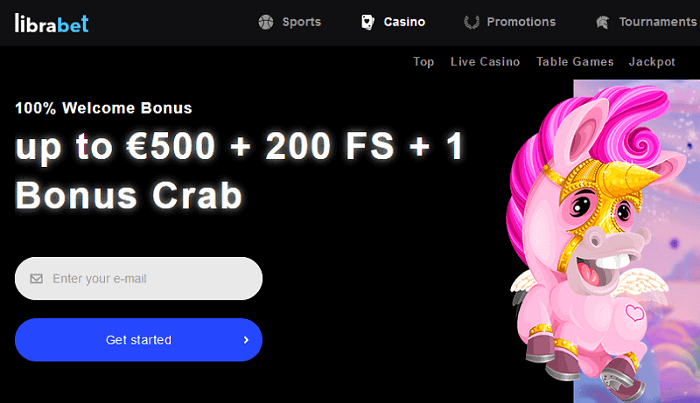 100% Bonus, 200 Free Spins, 1 Bonus Crab 
