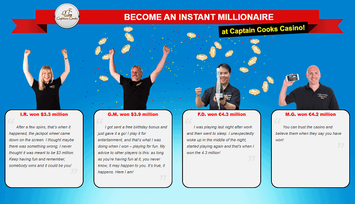 Mega Moolah Winners at Captain Cooks Casino 