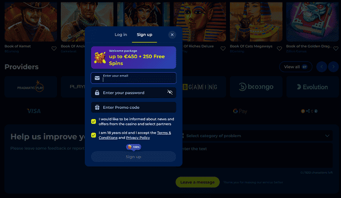 Billionaire Spin Casino Welcome Bonus 