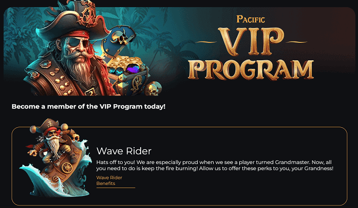 Pacific Spins VIP Program and Loyalty Rewards 