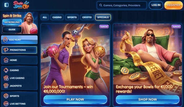 Dudespin Casino Games Lobby and Jackpots 