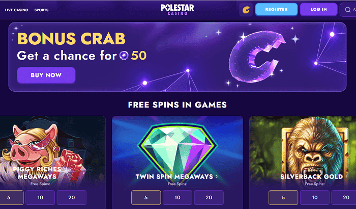 Polestar Casino Bonus Crab Game