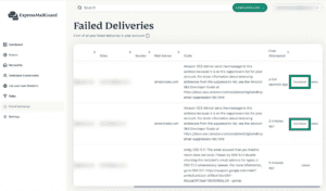 The "Download" buttons in the Failed Deliveries page next to the eligible failed deliveries for download highlighted.