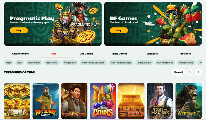 Tikal Casino Live Dealer and Online Slots 