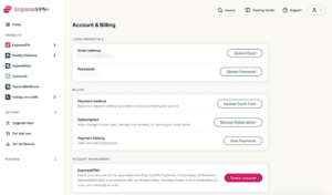 ExpressVPN+ dashboard showing Account & Billing page.
