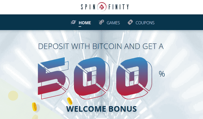 Spinfinity Casino 500% Crypto Bonus 