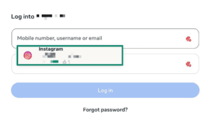 Instagram's login page, showing an ExpressKey's login entry.