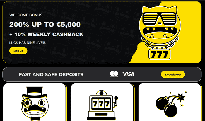 Welcome Bonus for new players at Cat Spins Casino 