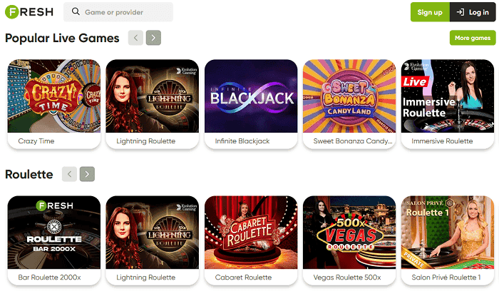 FRESH Casino Live Games 