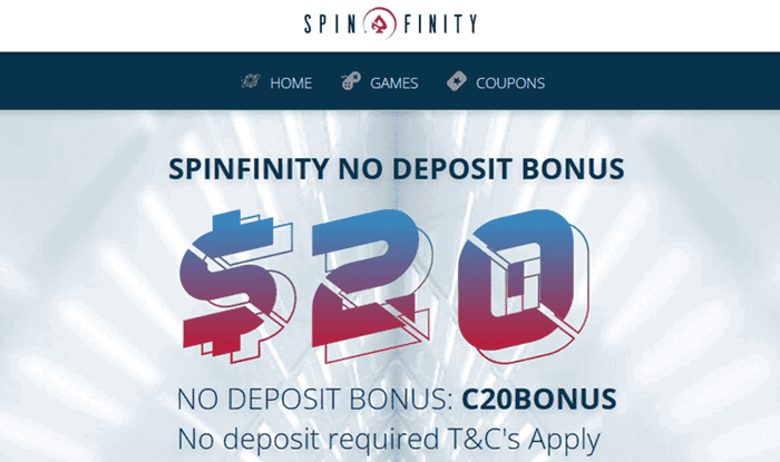 Claim $20 free chip at Spinfinity 