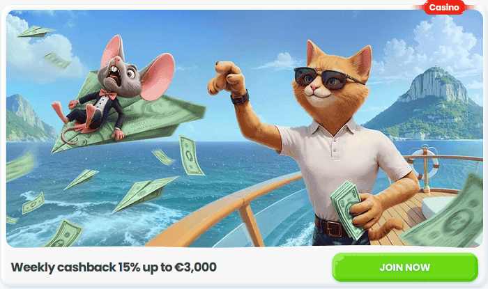 Schermata promozionale Cazimbo che mostra un bonus di cashback