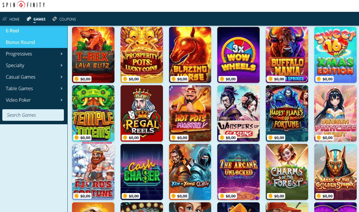 Spinfinity Slot Machines and Table Games by Realtime Gaming 