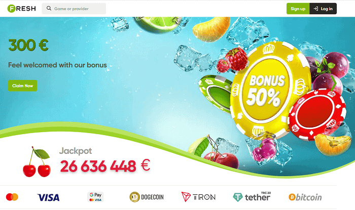 Fresh Casino Online 50 free spins bonus code: FSG2 