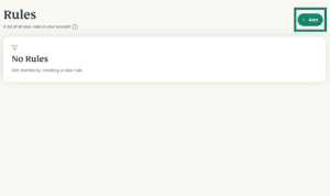  The Rules page of ExpressMailGuard, showing the Add button.