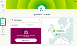 Profile settings on ExpressVPN macOS app.