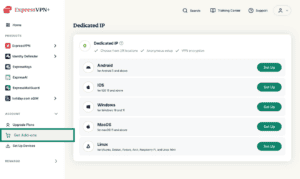 ExpressVPN+ dashboard showing Get Add-ons option.