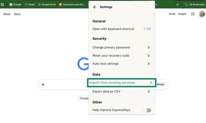 Daten in ExpressKeys importieren.
