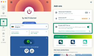 ExpressVPN's Add-ons tab, showing the "Enable MCP Server" option.
