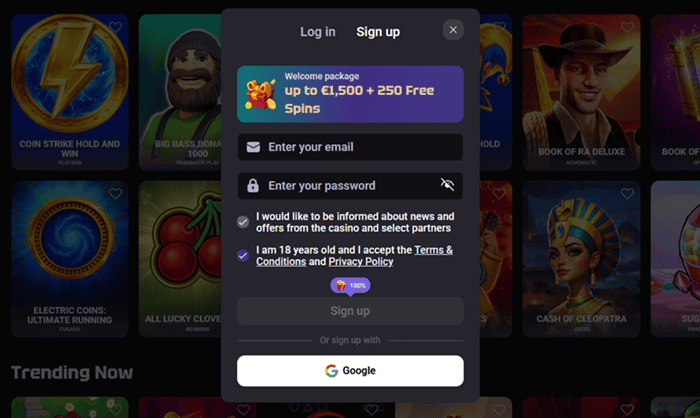 Register and log in to your NeedForSlots casino account 