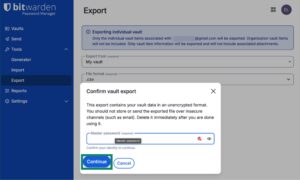 Export passwords from Bitwarden app.