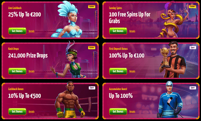 Get live cashback, free bets, and extra free spins after deposit! 