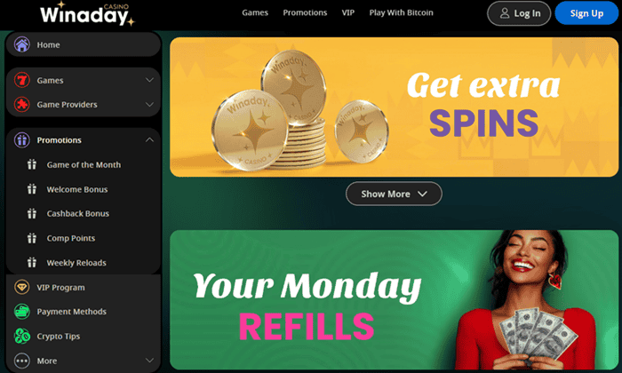 Winaday USA Casino Free Spins 