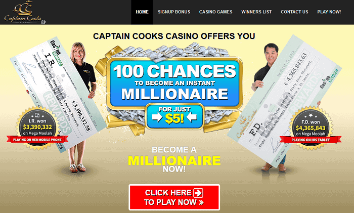 100 chances to become an instant millionaire for just a $5 deposit 
