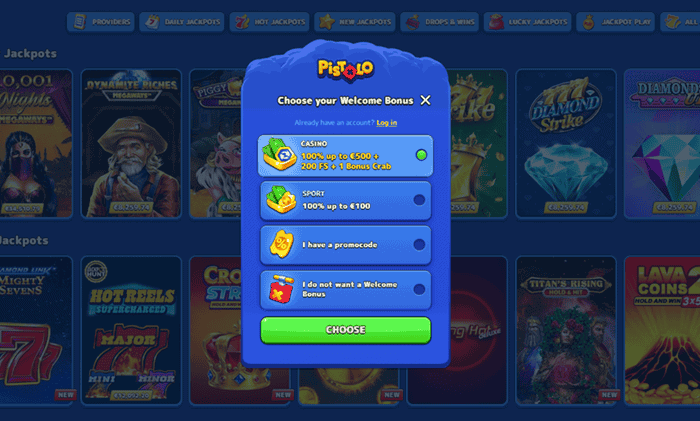 Pistolo Casino Registrierung und Login