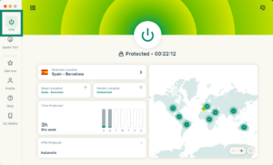 Screenshot of ExpressVPN for Mac, highlighting the VPN tab