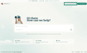 ExpressAi's main page on desktop, with a highlighted "Sign in with ExpressVPN" button