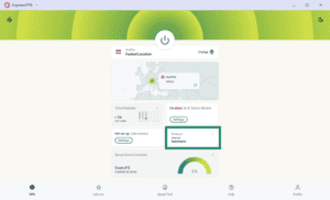 ExpressVPN main dashboard with the "VPN Protocol" selection card highlighted.