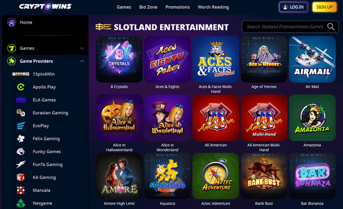 CryptoWins Casino Games 