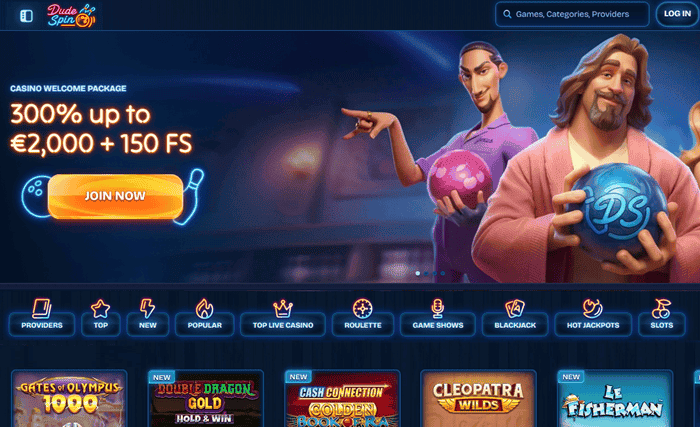 Register at Dudespin and a free spins bonus! 