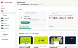 ExpressVPN+ dashboard showing set up more devices option highlighted.