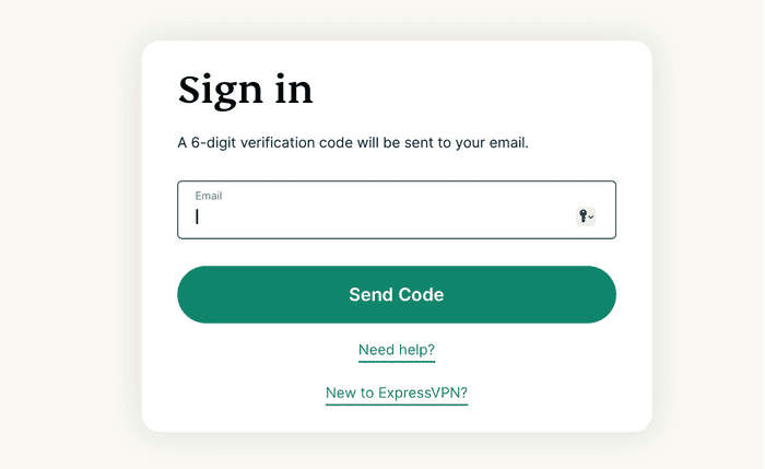 ExpressVPN's Sign in page on desktop.