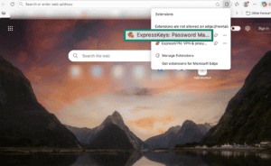ExpressKeys browser extension in Microsoft Edge.