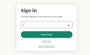 ExpressVPN sign-in page requesting verification code.