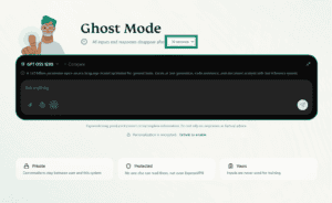 A screenshot of the ExpressAI home screen on a desktop browser with ghost mode enabled.
