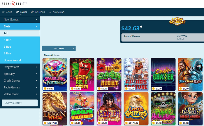 Spinfinity RTG Casino and Bitcoin Bonus for USA Players 