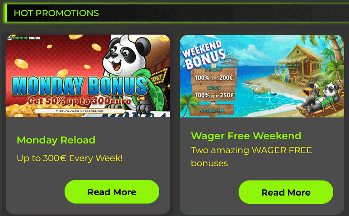 Monday Bonus and Weekend Promotions 
