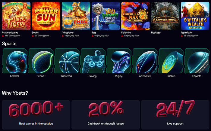 Play Ybets casino games and sportsbook 