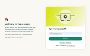 ExpressKeys's browser extension sign-in screen, showing an email field and a "Continue" button.