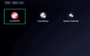 Googlebook home screen menu displaying installed applications, with the ExpressVPN app icon highlighted in a green box.