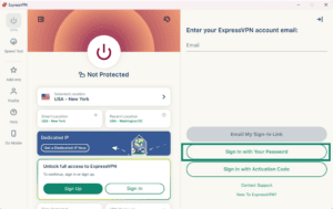 ExpressVPN app password sign-in option