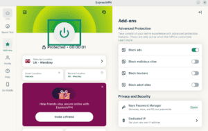 ExpressVPN Linux app showing the "Connect" button highlighted.