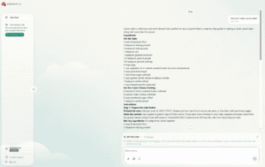 A screenshot of ExpressAI on a mobile browser. It shows the AI's response to a prompt asking for Baked Alaska recipes. 