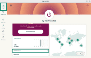ExpressVPN Linux app showing the"VPN Protocol" option highlighted.
