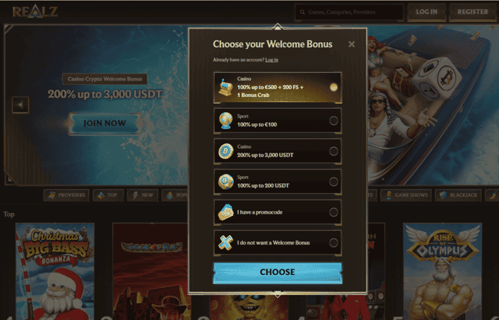 Join Realz Casino and get free spins! 