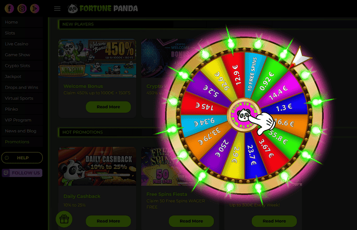 Spin the wheel to win free spins! 
